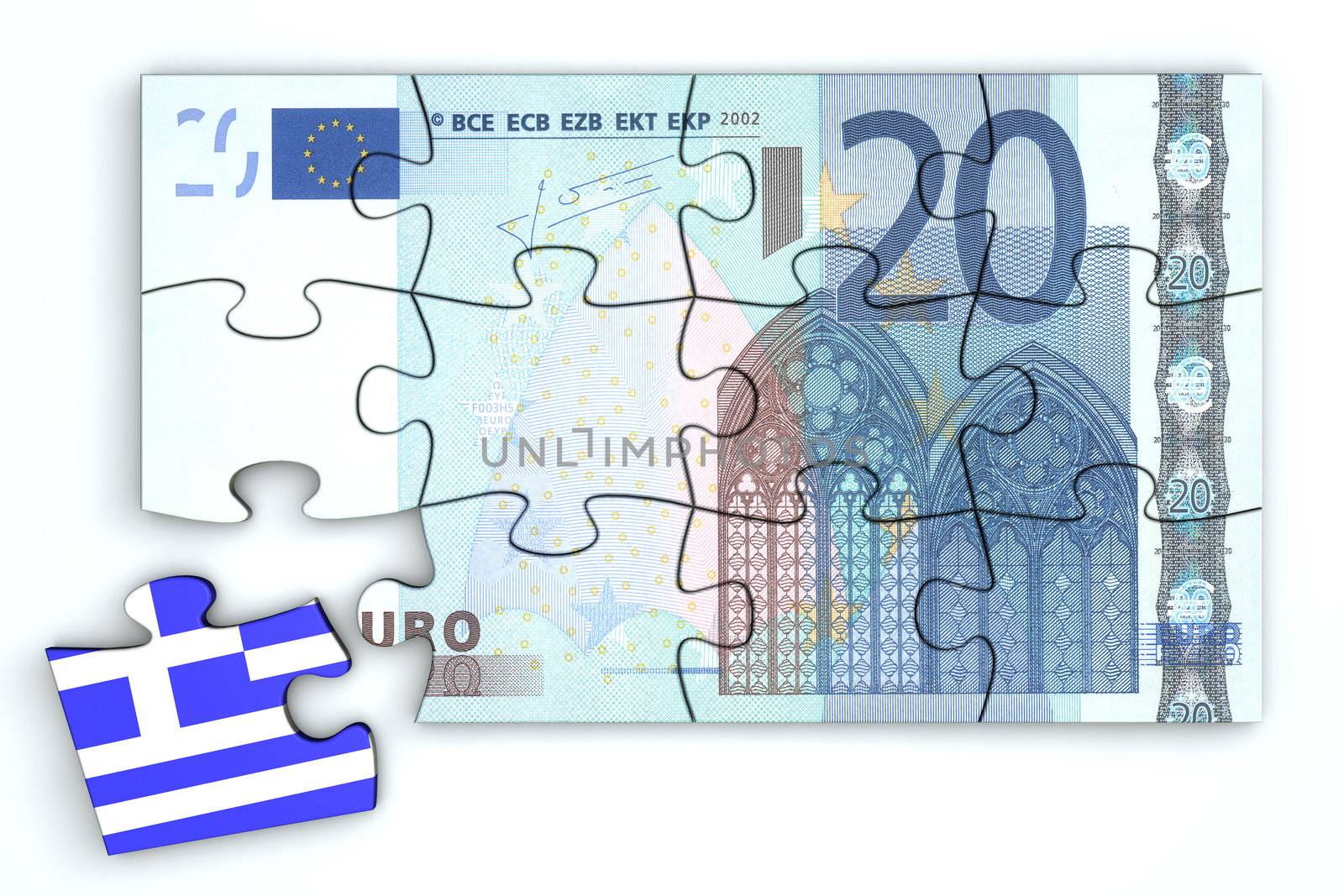 20 Euro Note Puzzle And a Greek Piece by PixBox