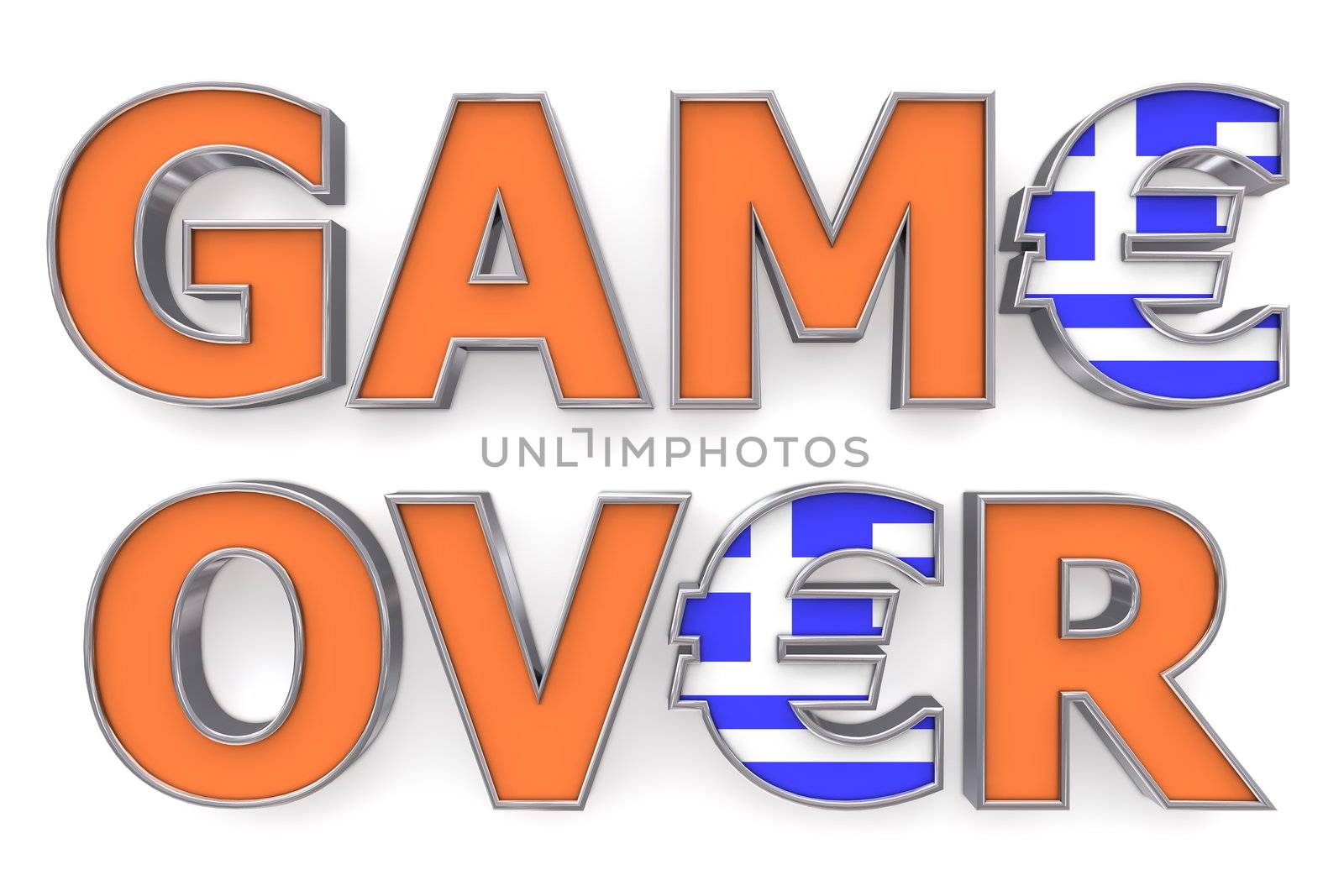 Greek Euro Game Over - Two Euro Symbols by PixBox