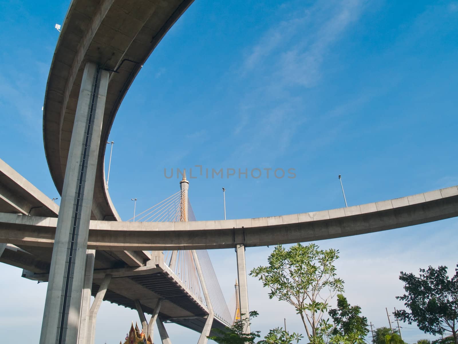 Bhumibol Bridge also casually call as Industrial Ring Road Bridge, Samut Prakarn,Thailand