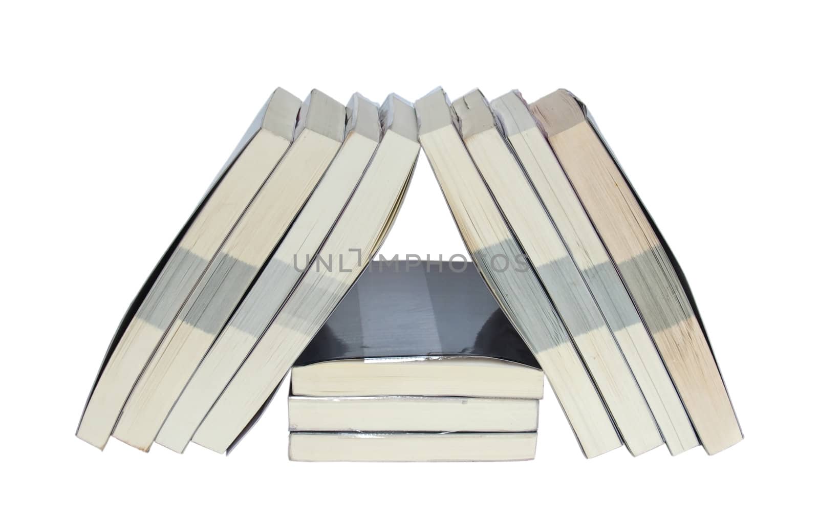 Isolated real books arrange in triangle