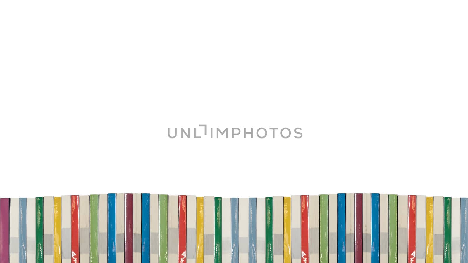 Isolated fence of colorful real books
