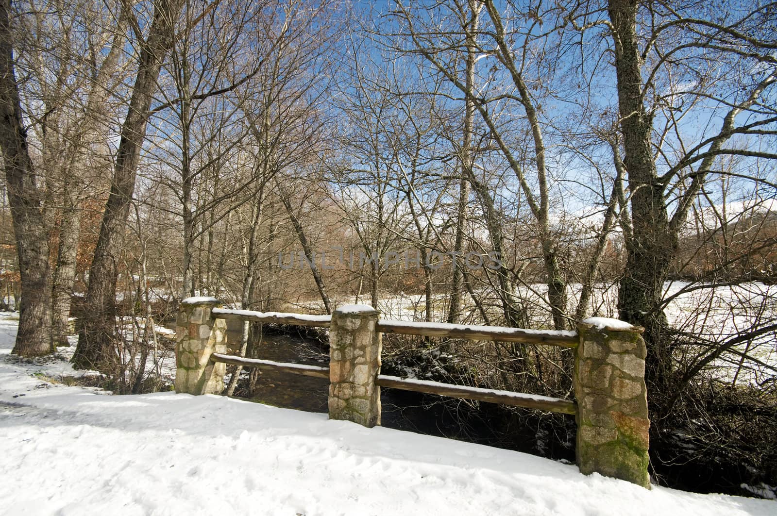 Snowy bridge at countryside by t3mujin