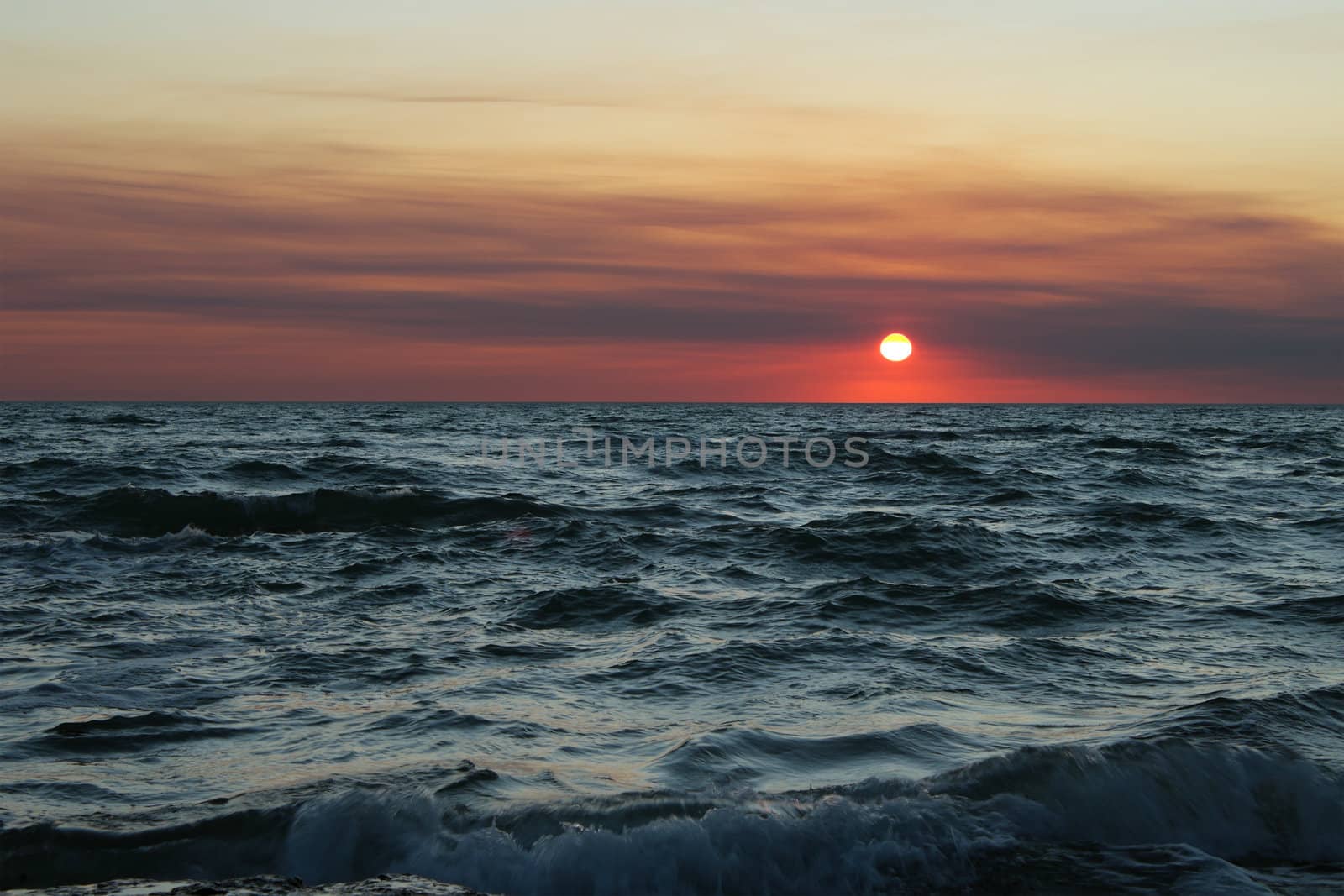 Sunset at the Caspian Sea in August.
