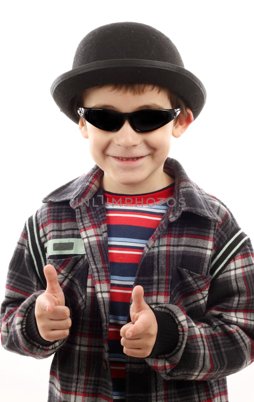 boy with sunglasses and hat by alexkosev