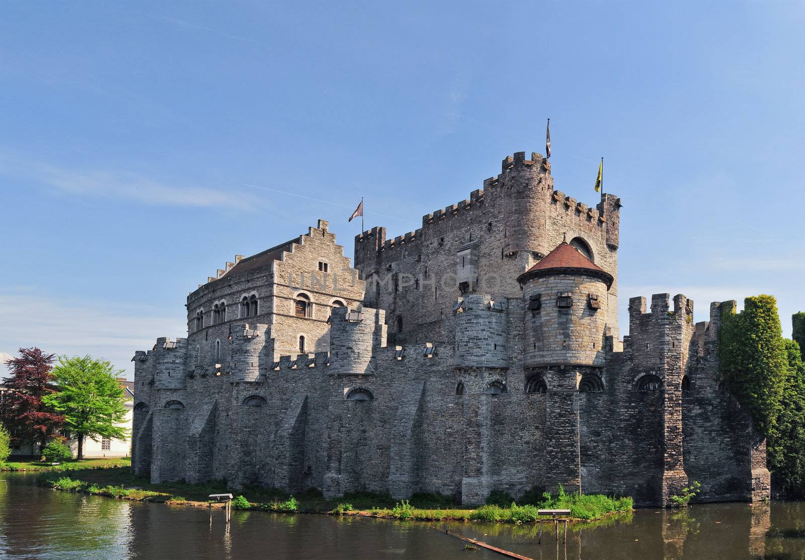 the medieval ravensteen castle in gent. Belgium europe
