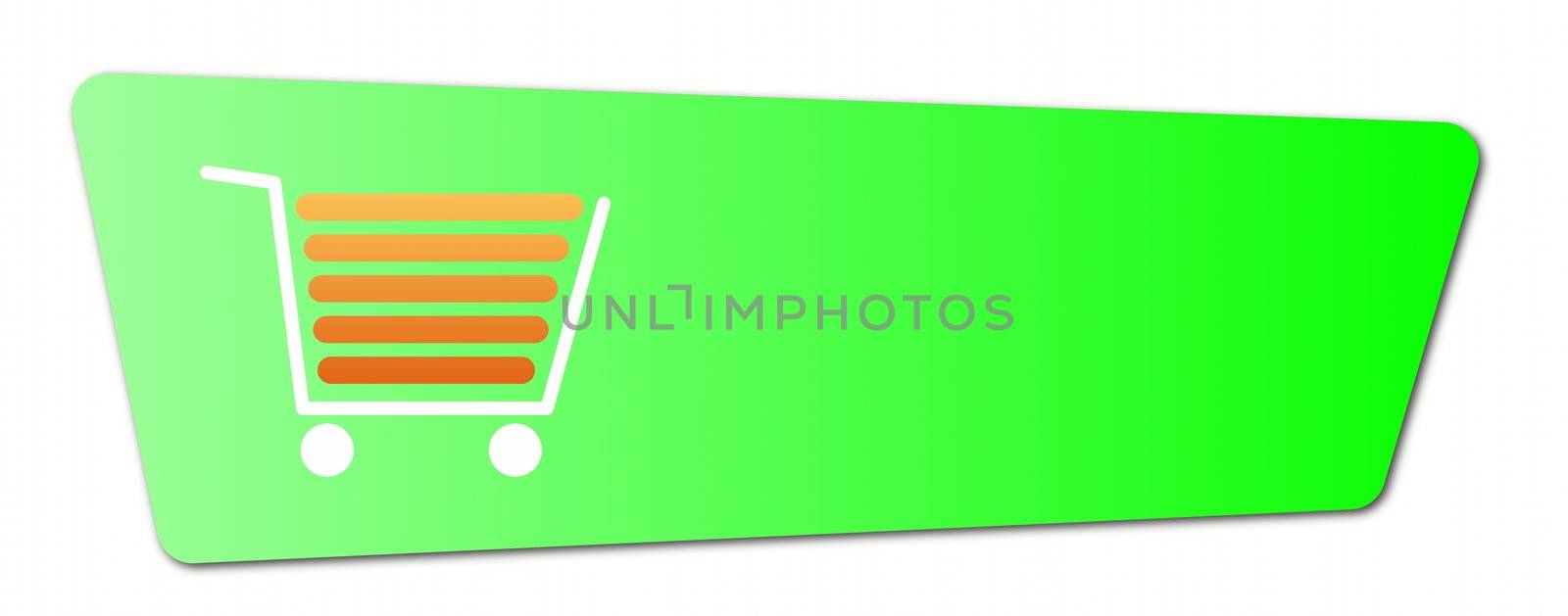 Buy now button with a shopping cart on white background.