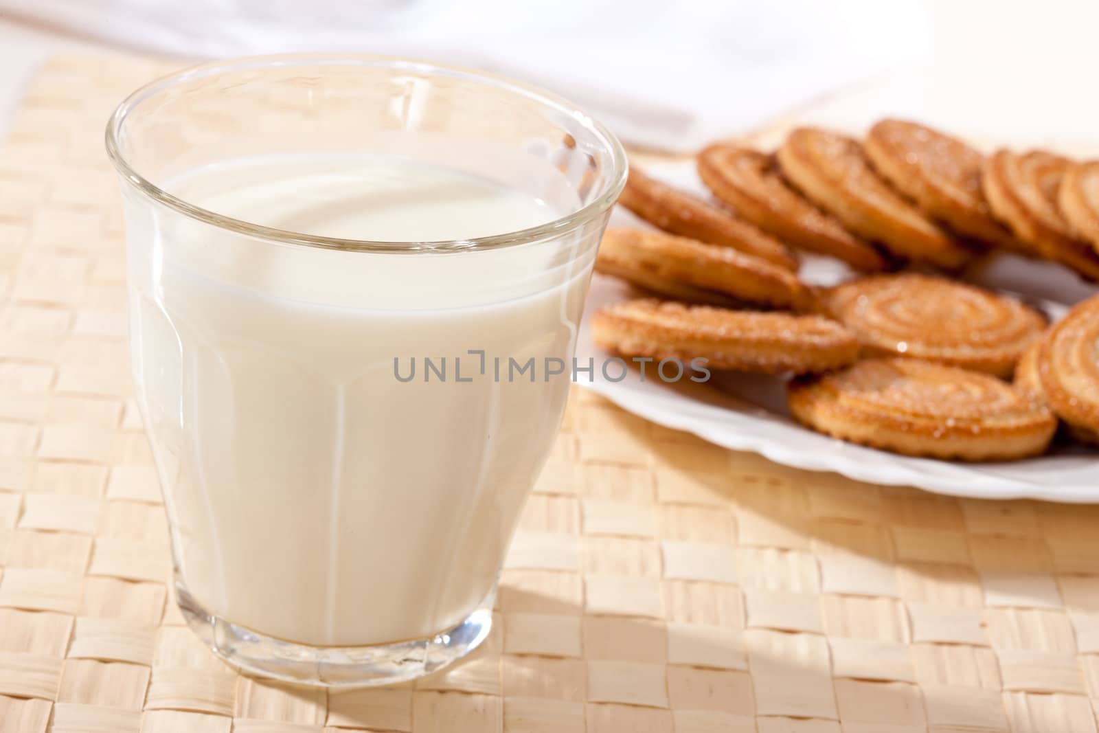 food series: glass of milk and pastry