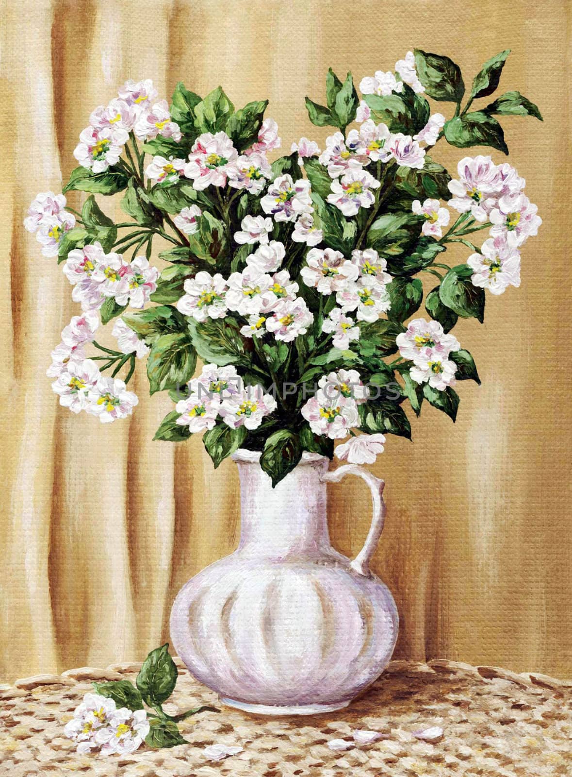 Blossoming apple-tree in a white jug by alexcoolok