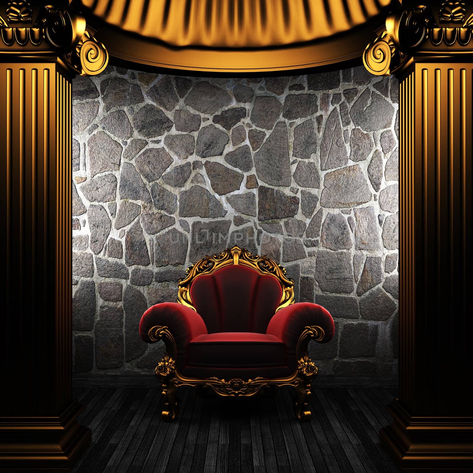 bronze columns and chair made in 3D