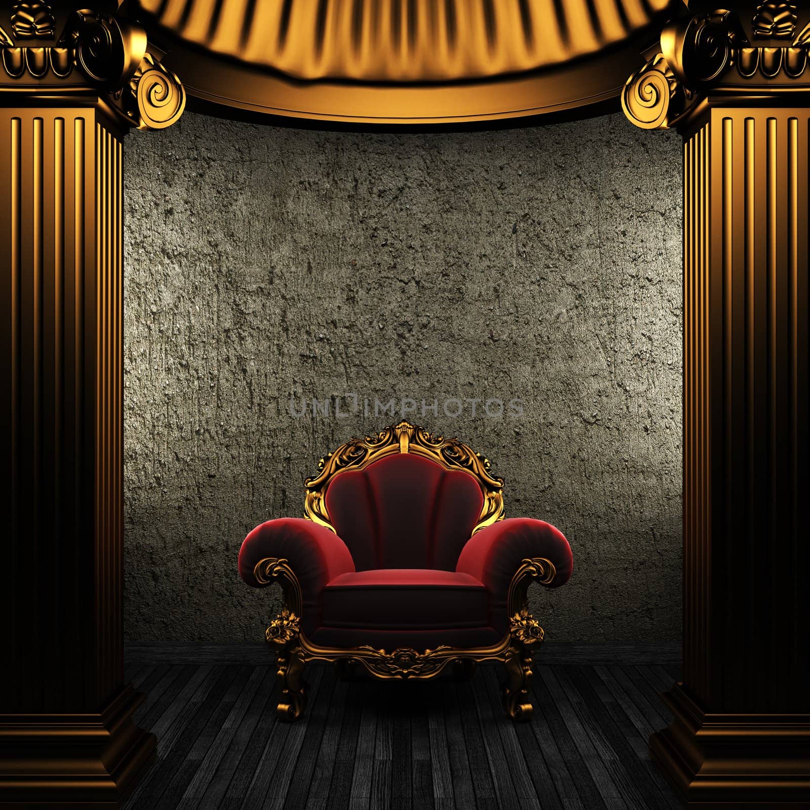 bronze columns and chair made in 3D