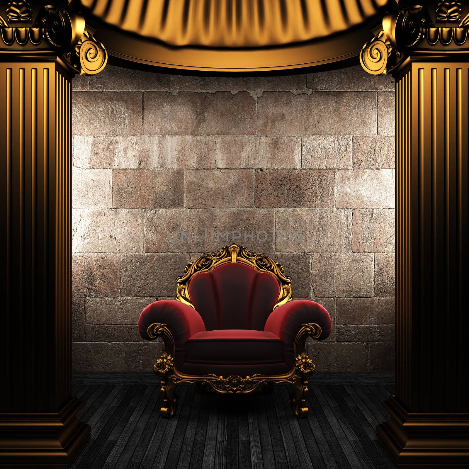 bronze columns and chair made in 3D
