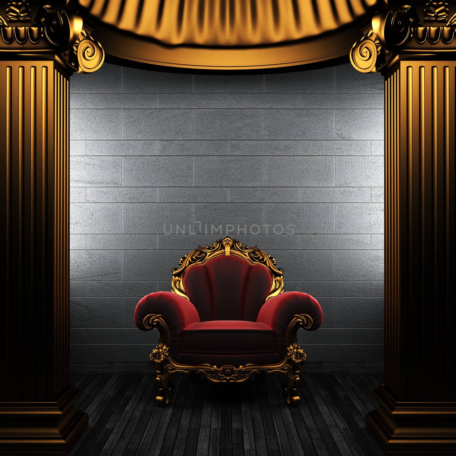 bronze columns and chair made in 3D