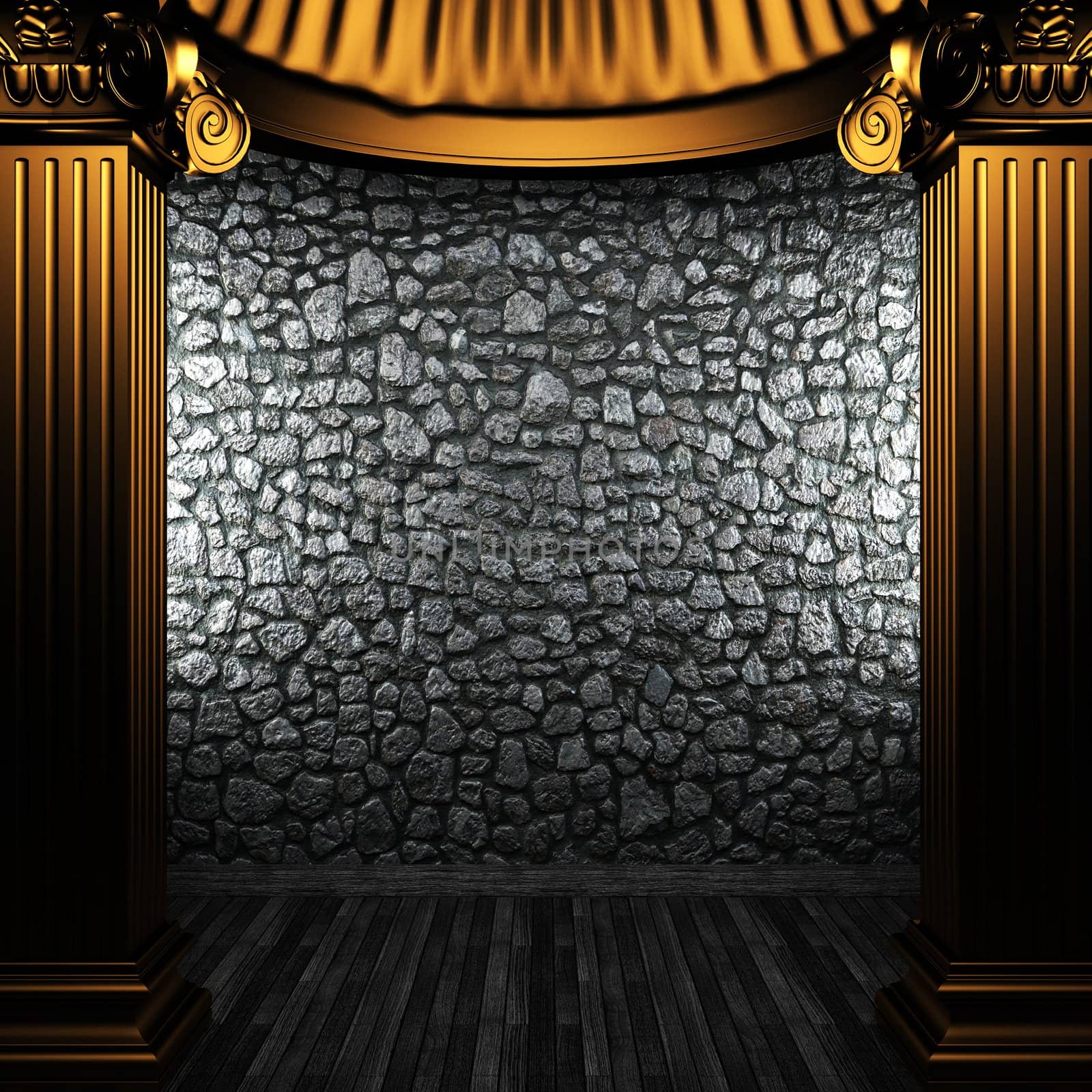 bronze columns and wall made in 3D