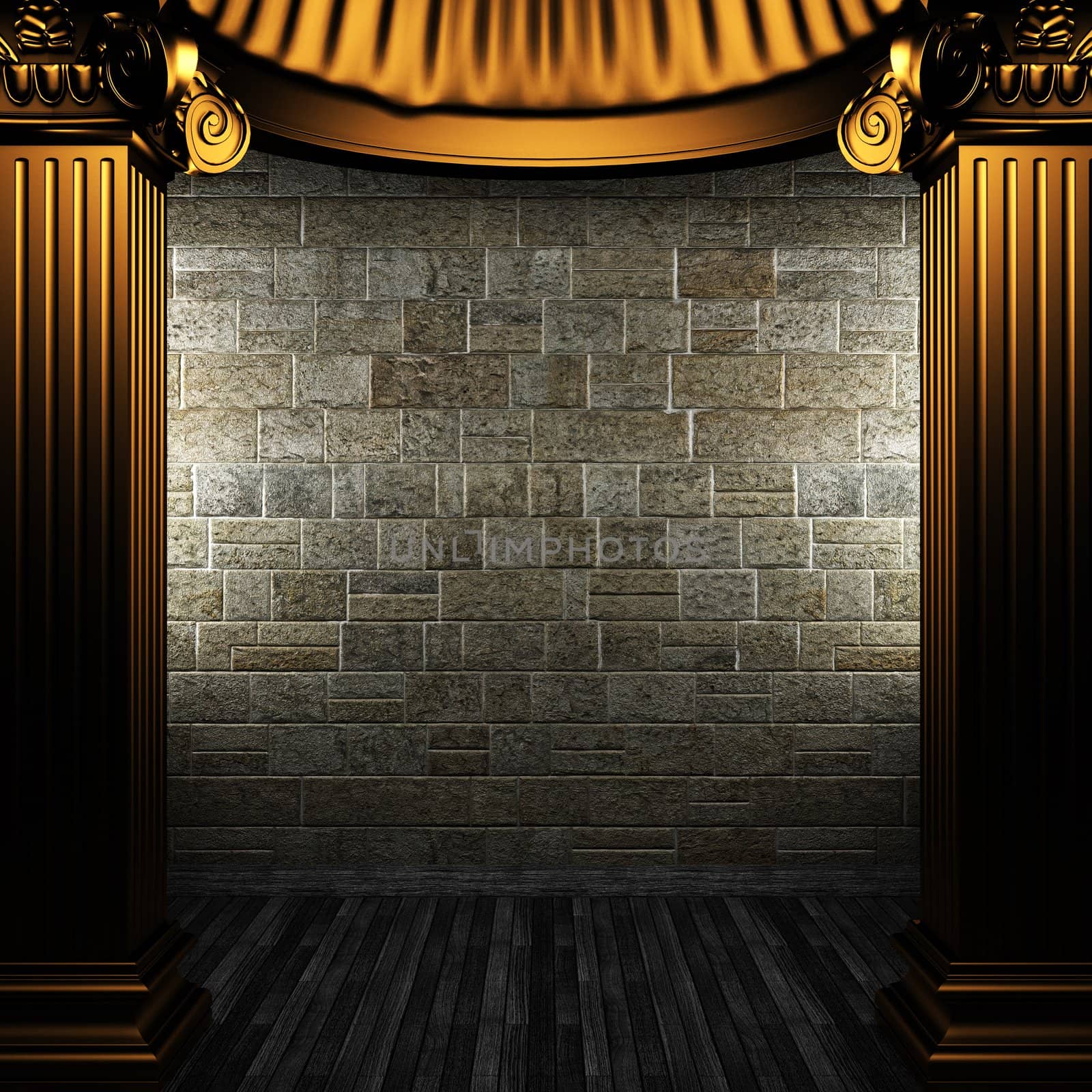 bronze columns and wall made in 3D