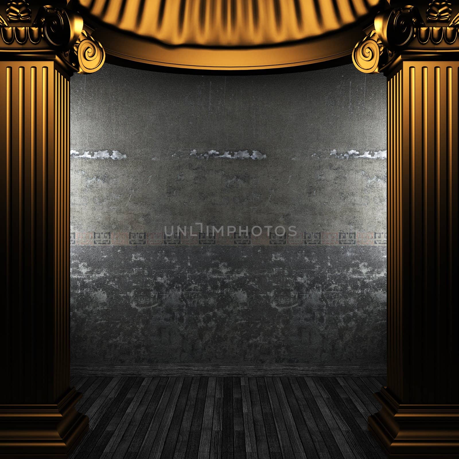 bronze columns and wall made in 3D