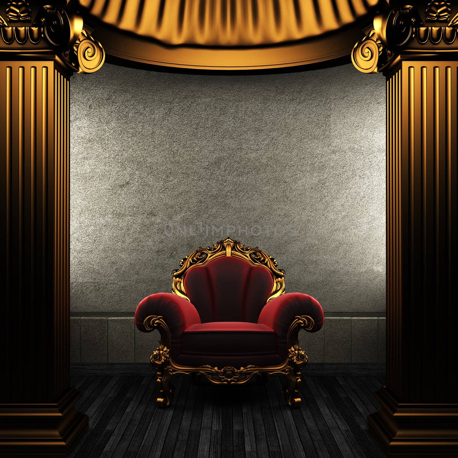 bronze columns and chair made in 3D