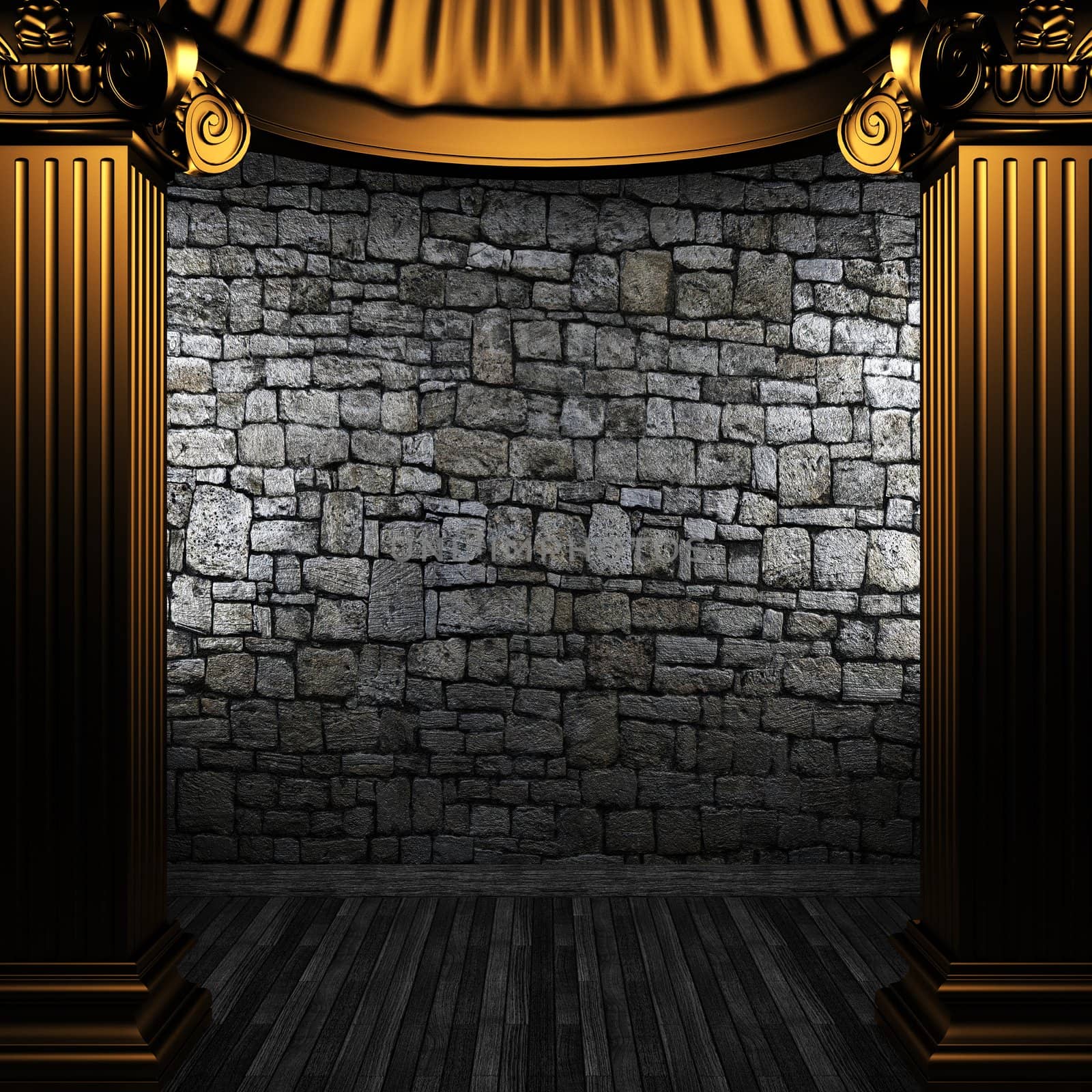 bronze columns and wall made in 3D