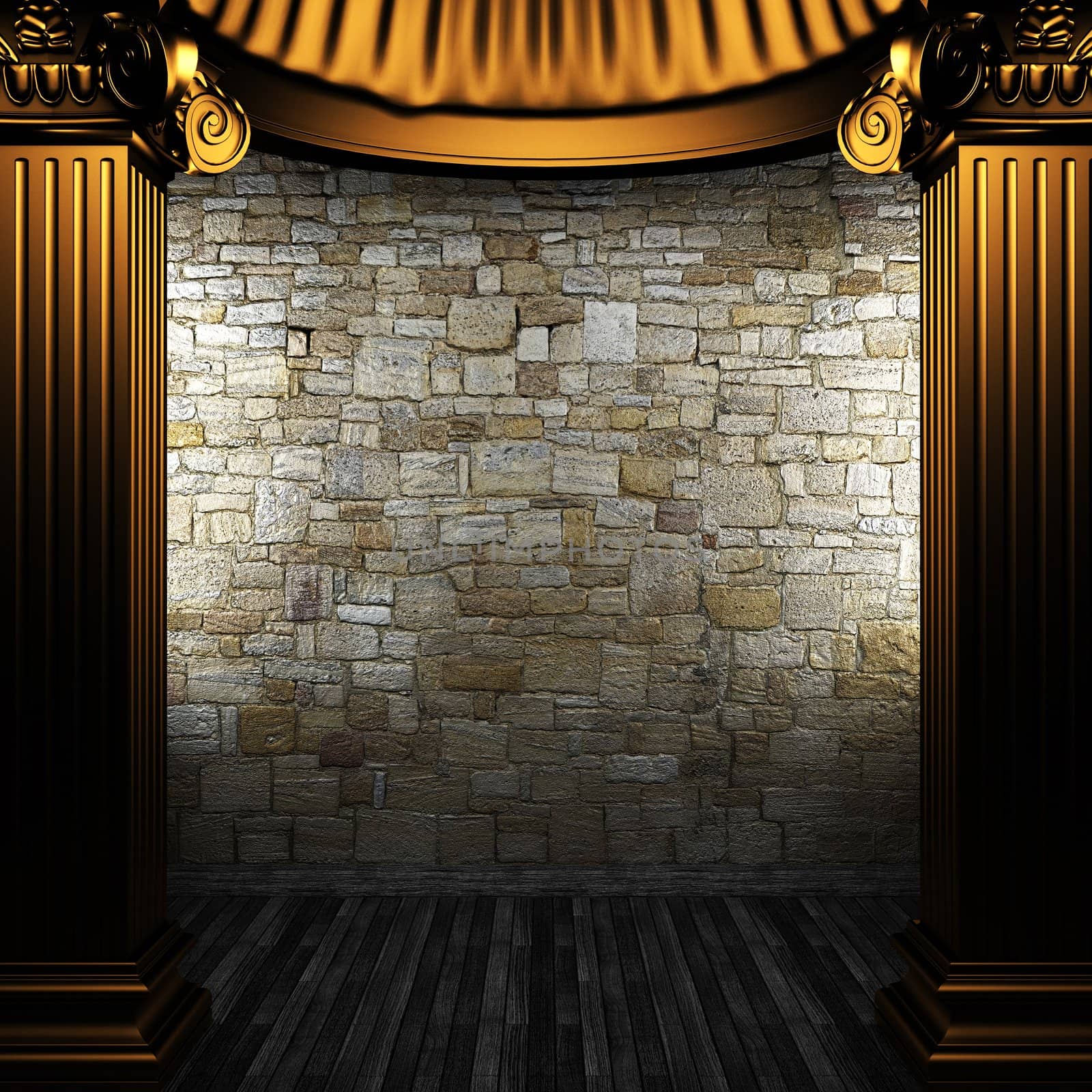 bronze columns and wall made in 3D