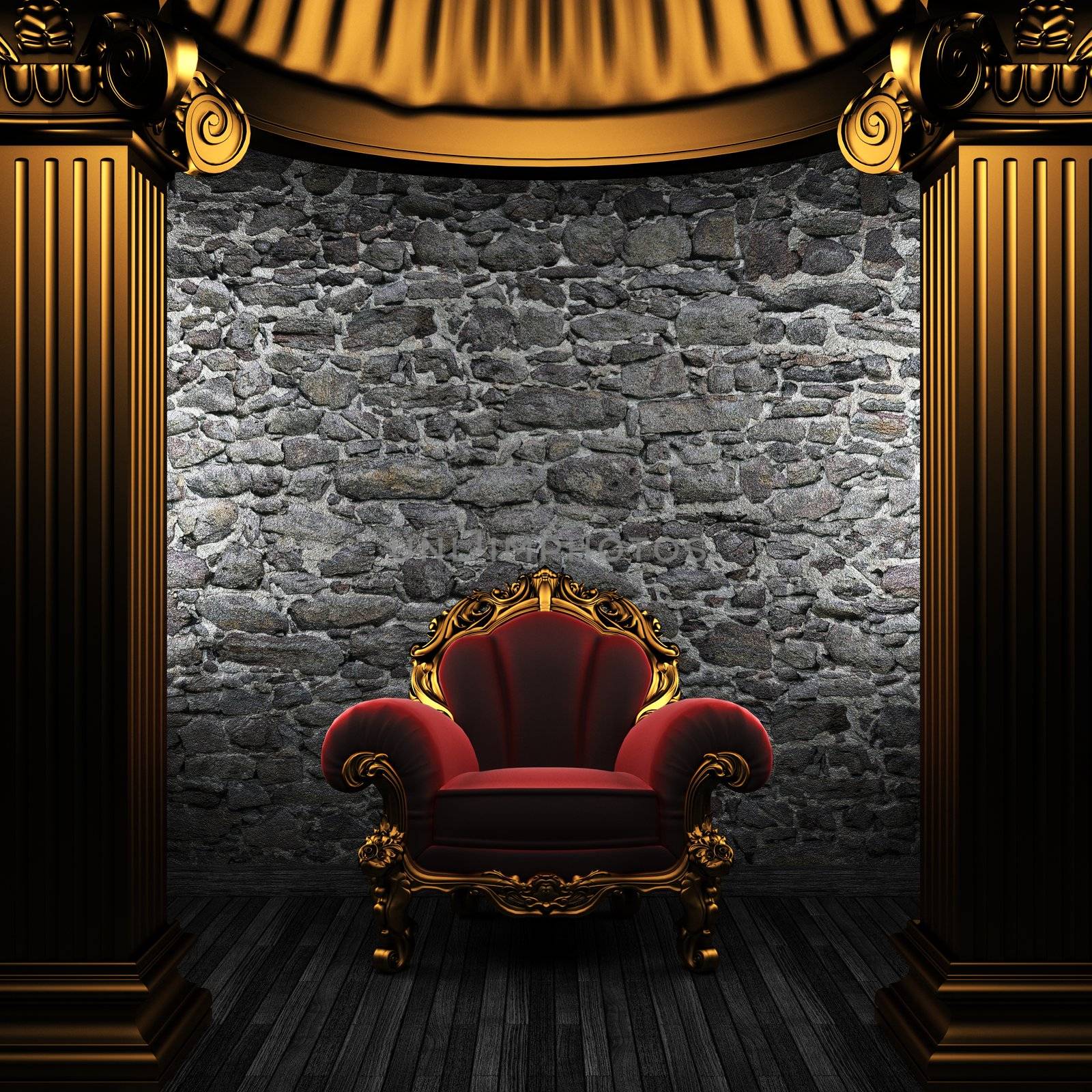 bronze columns and chair made in 3D