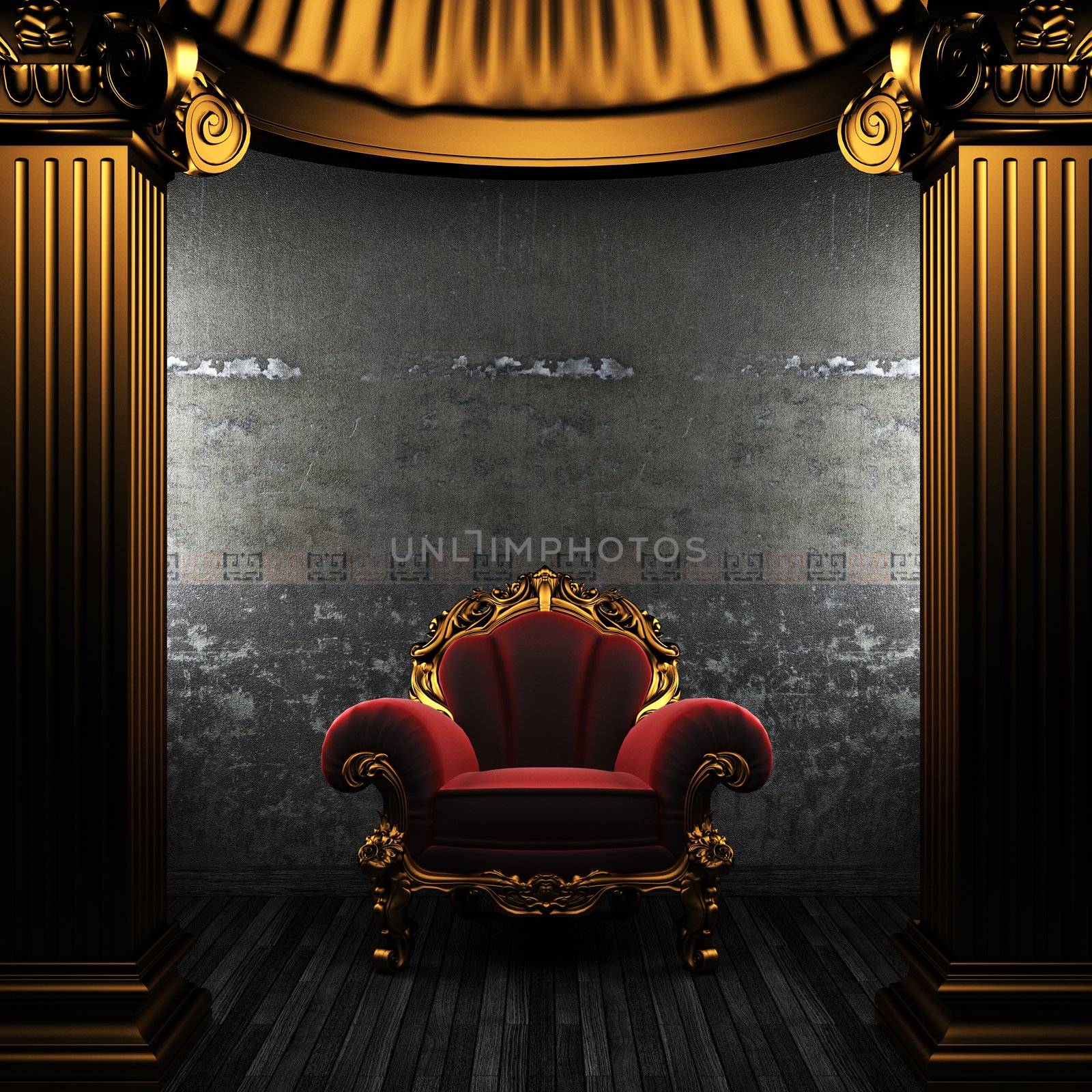 bronze columns and chair made in 3D