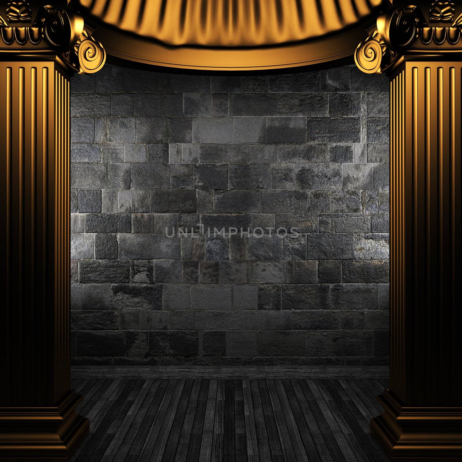 bronze columns and wall made in 3D
