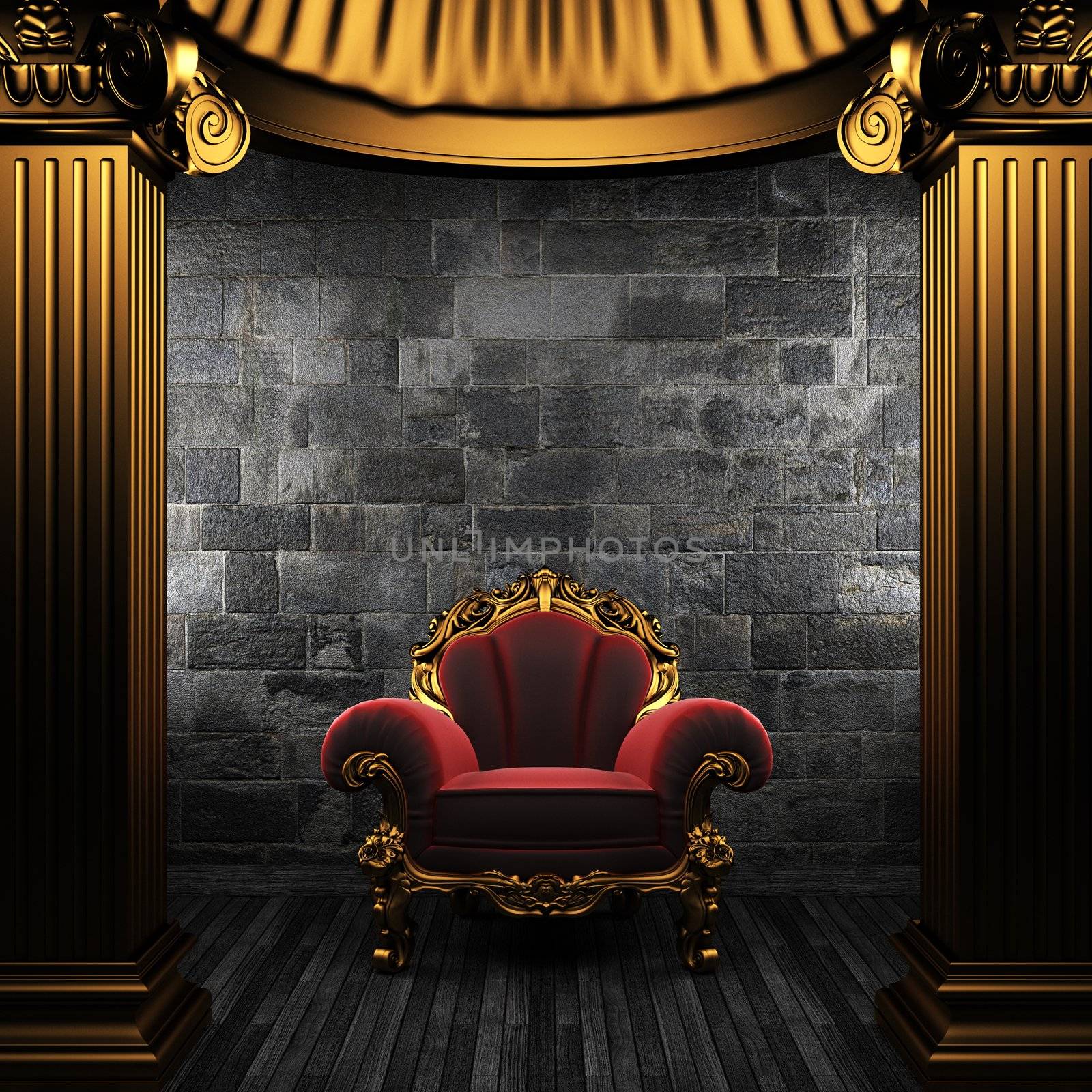 bronze columns and chair made in 3D