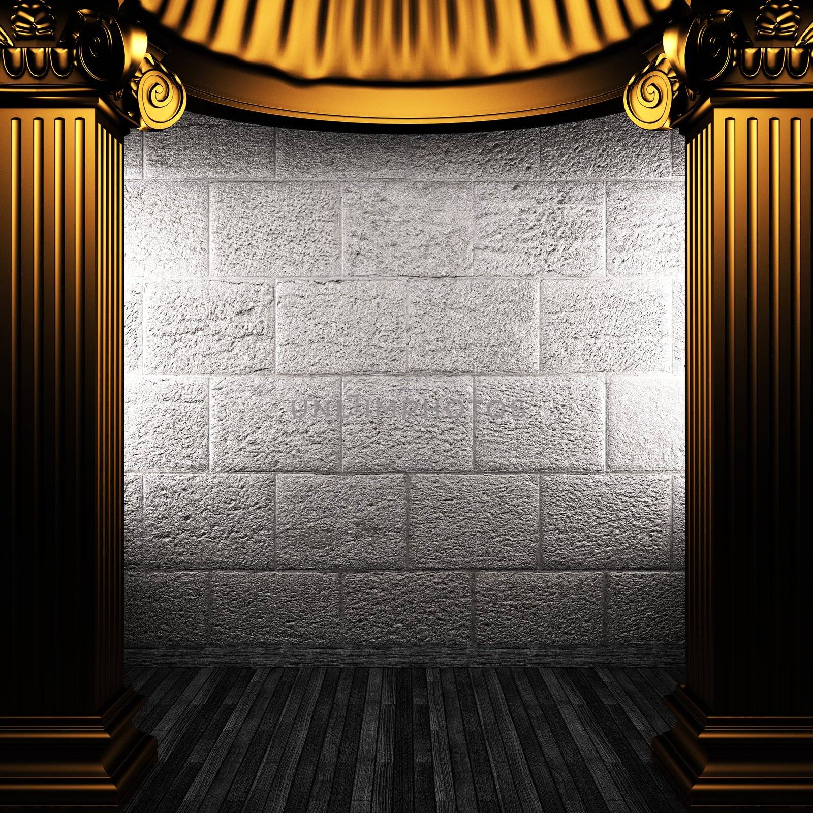 bronze columns and wall made in 3D