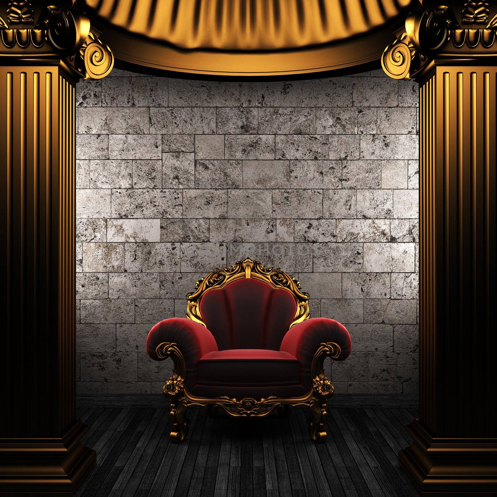 bronze columns and chair made in 3D