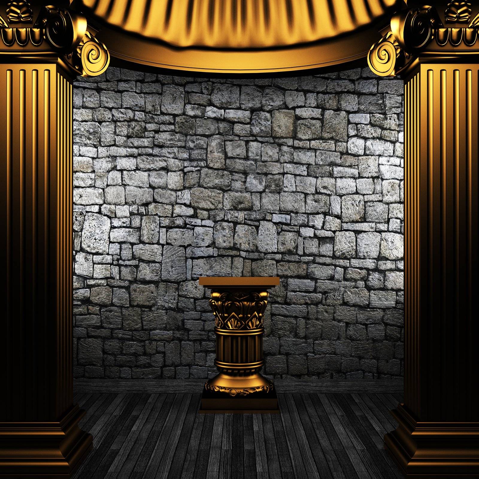 bronze columns and pedestal made in 3D