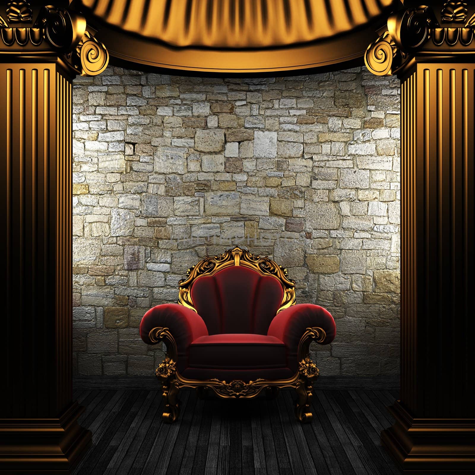 bronze columns and chair made in 3D