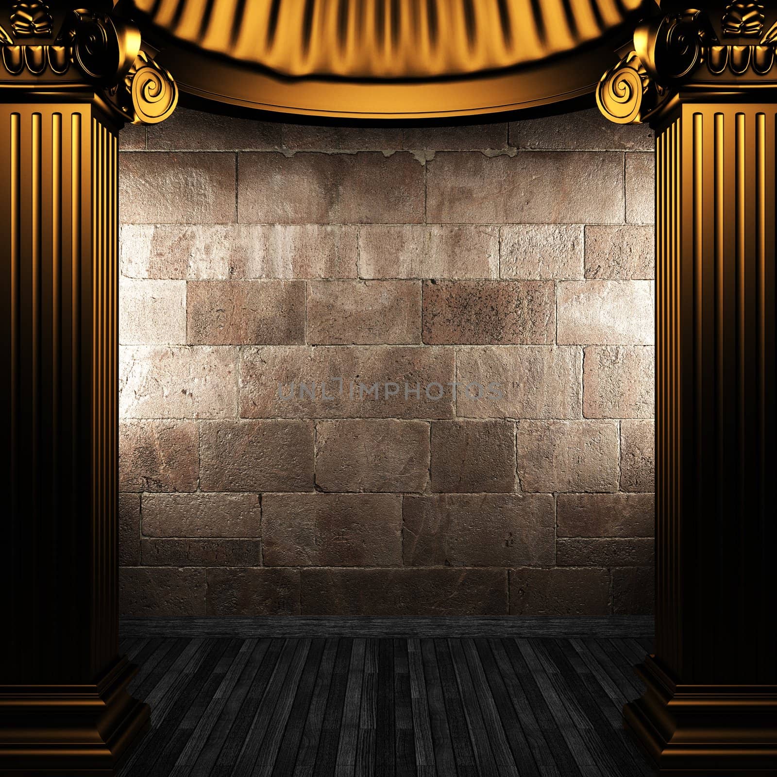 bronze columns and wall made in 3D