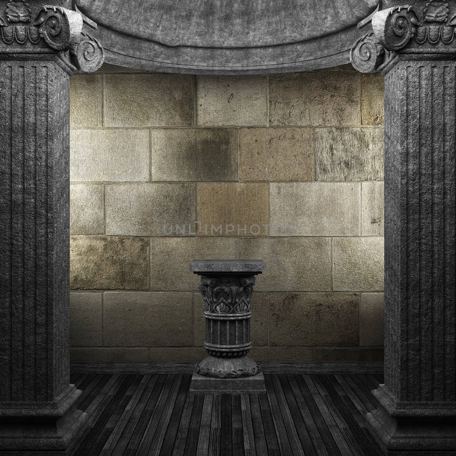 stone columns and pedestal made in 3D