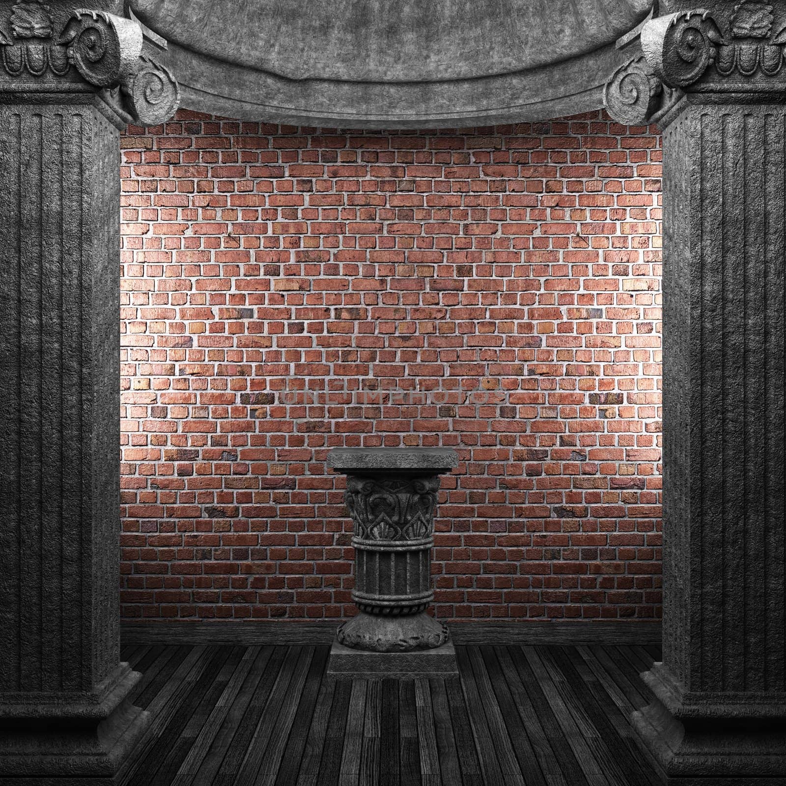 stone columns and pedestal made in 3D