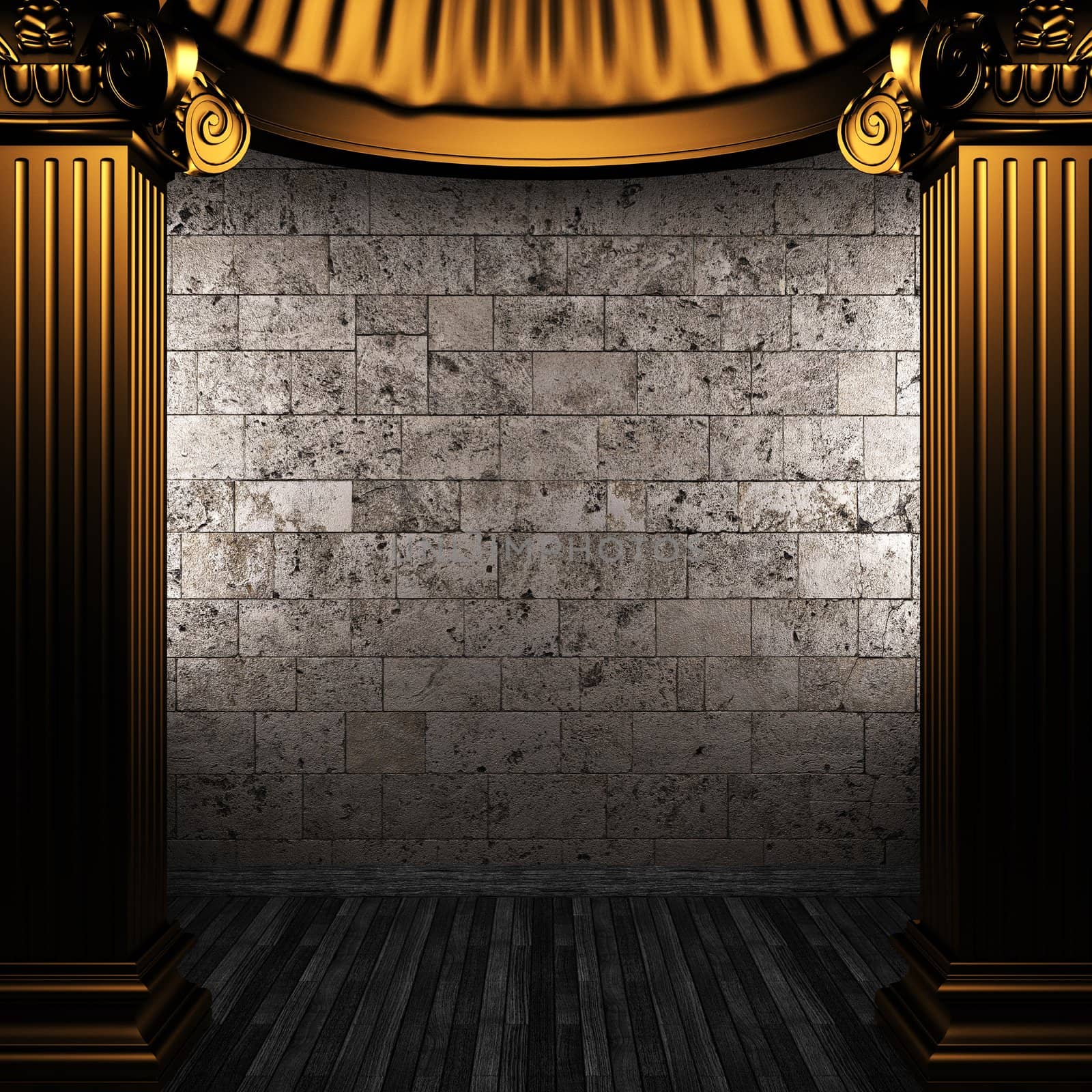 bronze columns and wall made in 3D