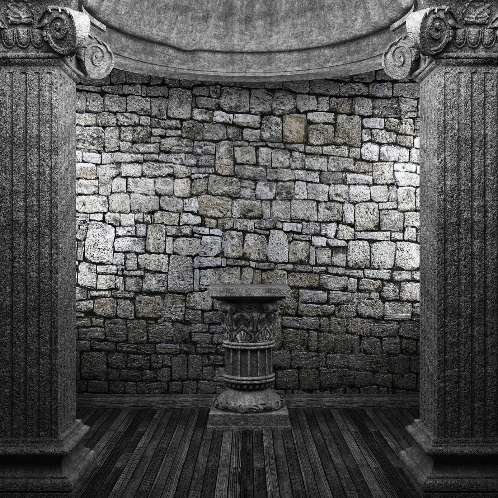 stone columns and pedestal made in 3D