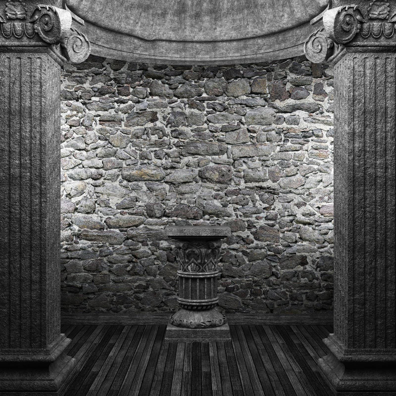 stone columns and pedestal made in 3D