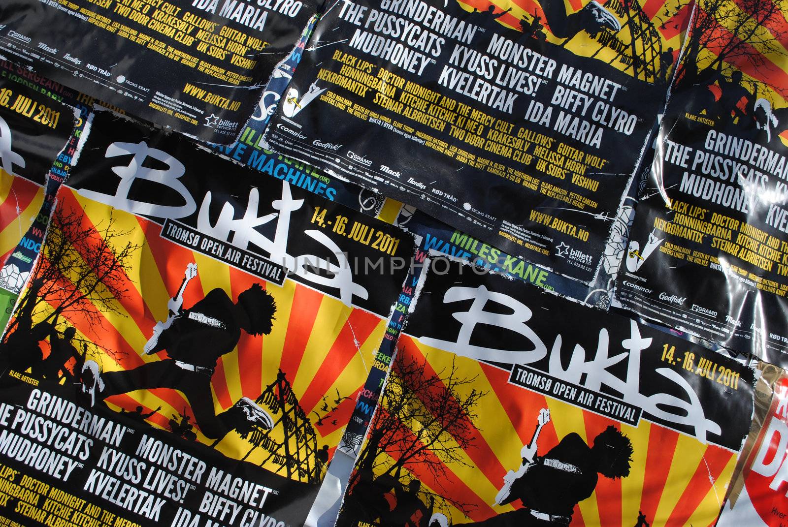 Bukta open air festival posters in Tromsø, Norway.