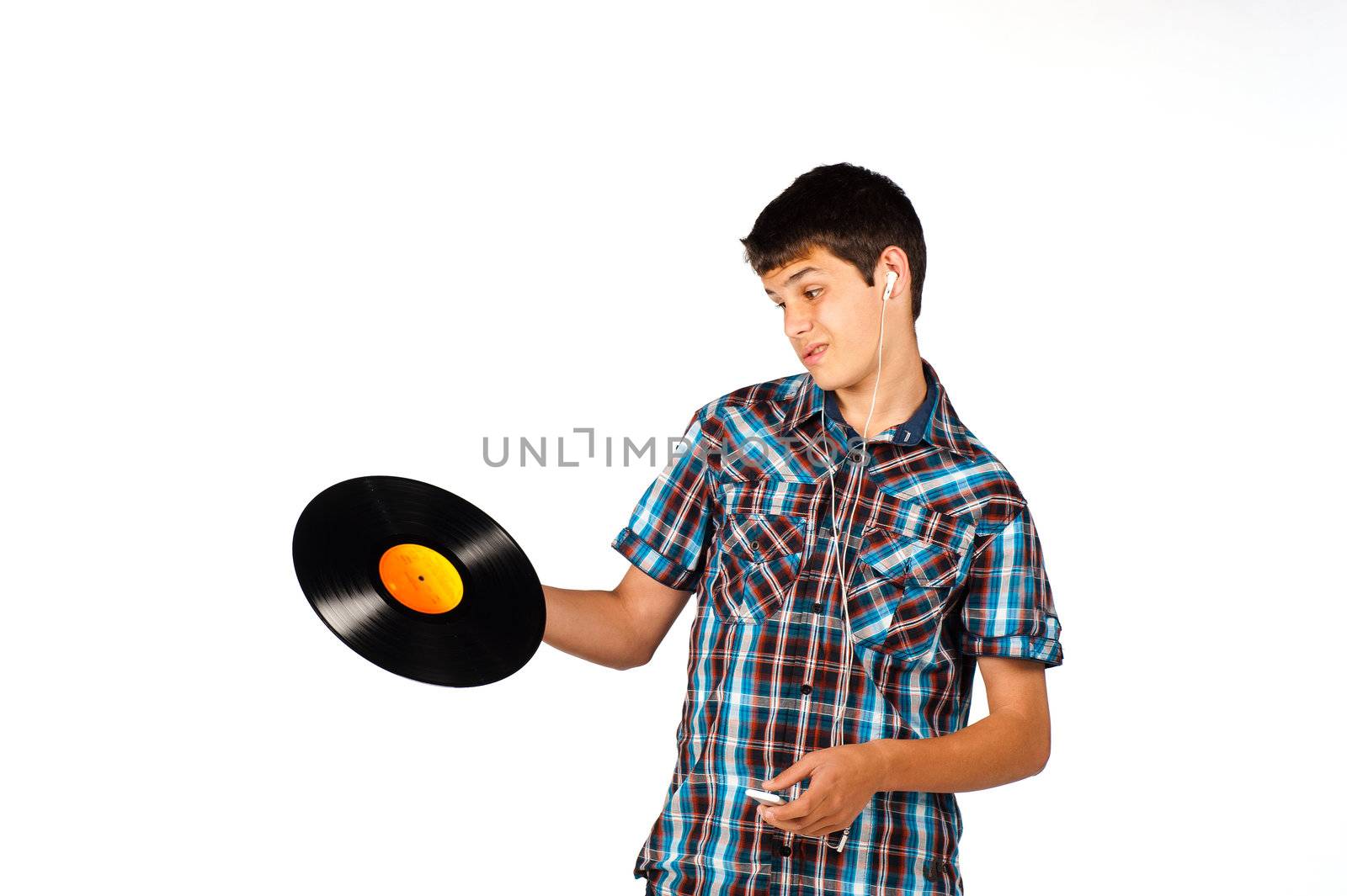 Teenager completely clueless about a vinyl record