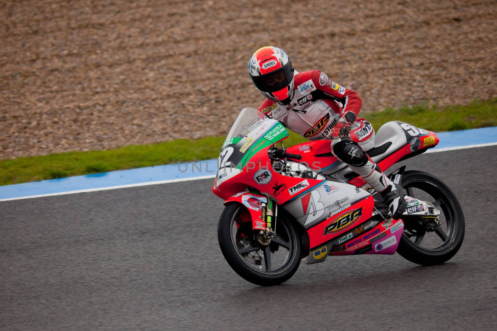 JEREZ DE LA FRONTERA, SPAIN - NOV 20: Toshimitsu Gondo pilot of motorcycling of 125cc in the Spanish championship of velocity (CEV) on Nov 20, 2010, in racetrack of velocity of Jerez de la Frontera