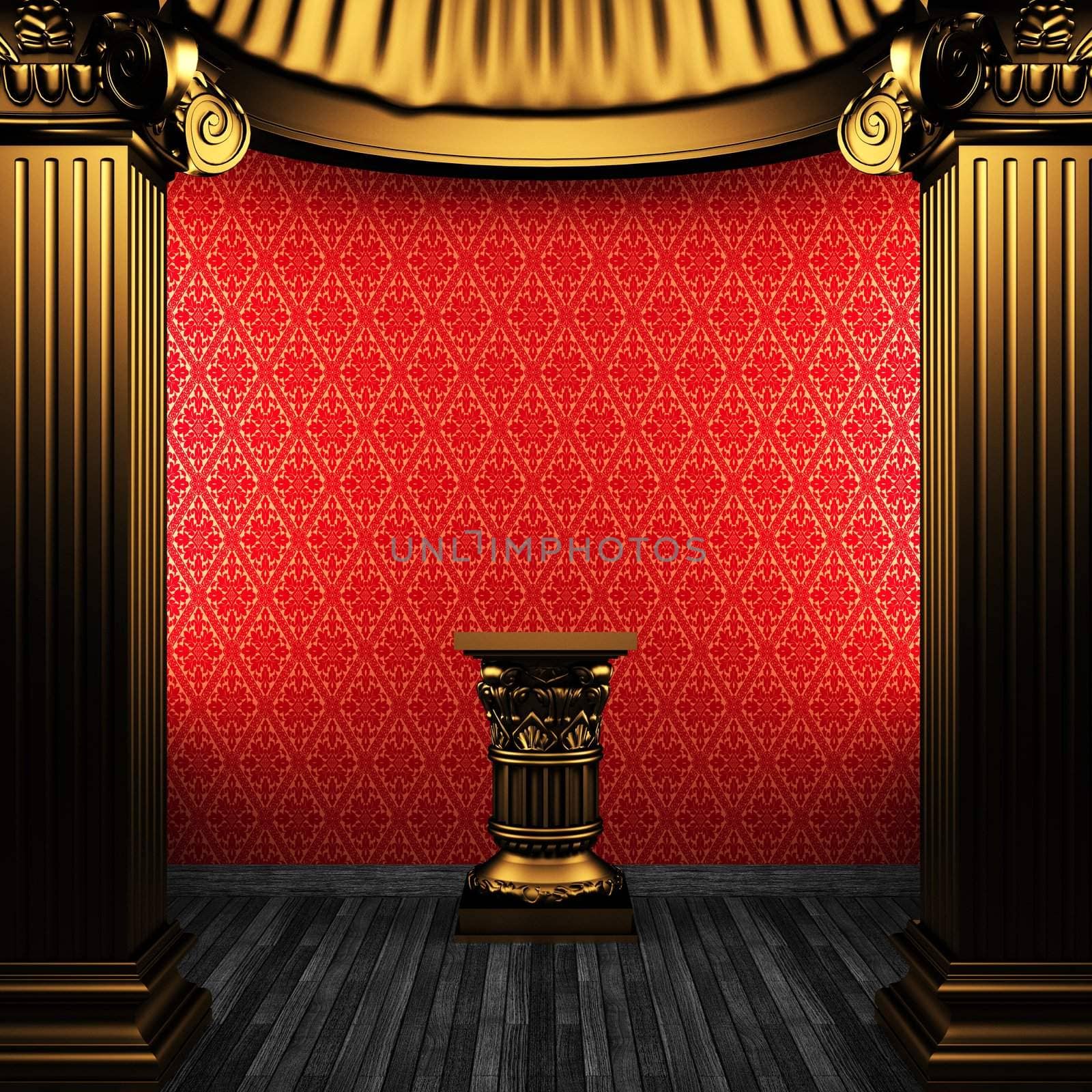 bronze columns, pedestal and wallpaper by icetray
