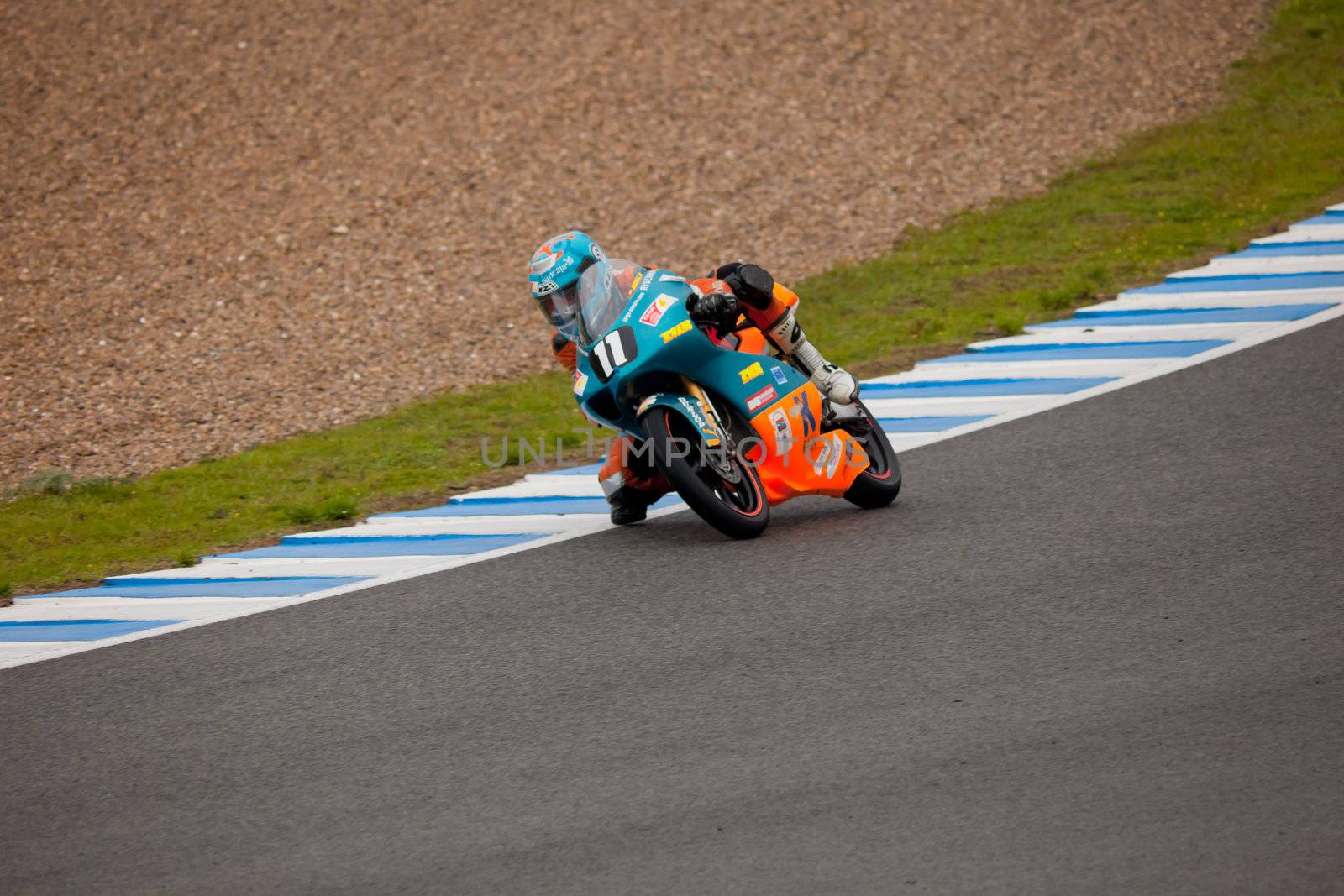 JEREZ DE LA FRONTERA, SPAIN - NOV 20: Jorge Navarro pilot of motorcycling of 125cc in the Spanish championship of velocity (CEV) on Nov 20, 2010, in racetrack of velocity of Jerez de la Frontera