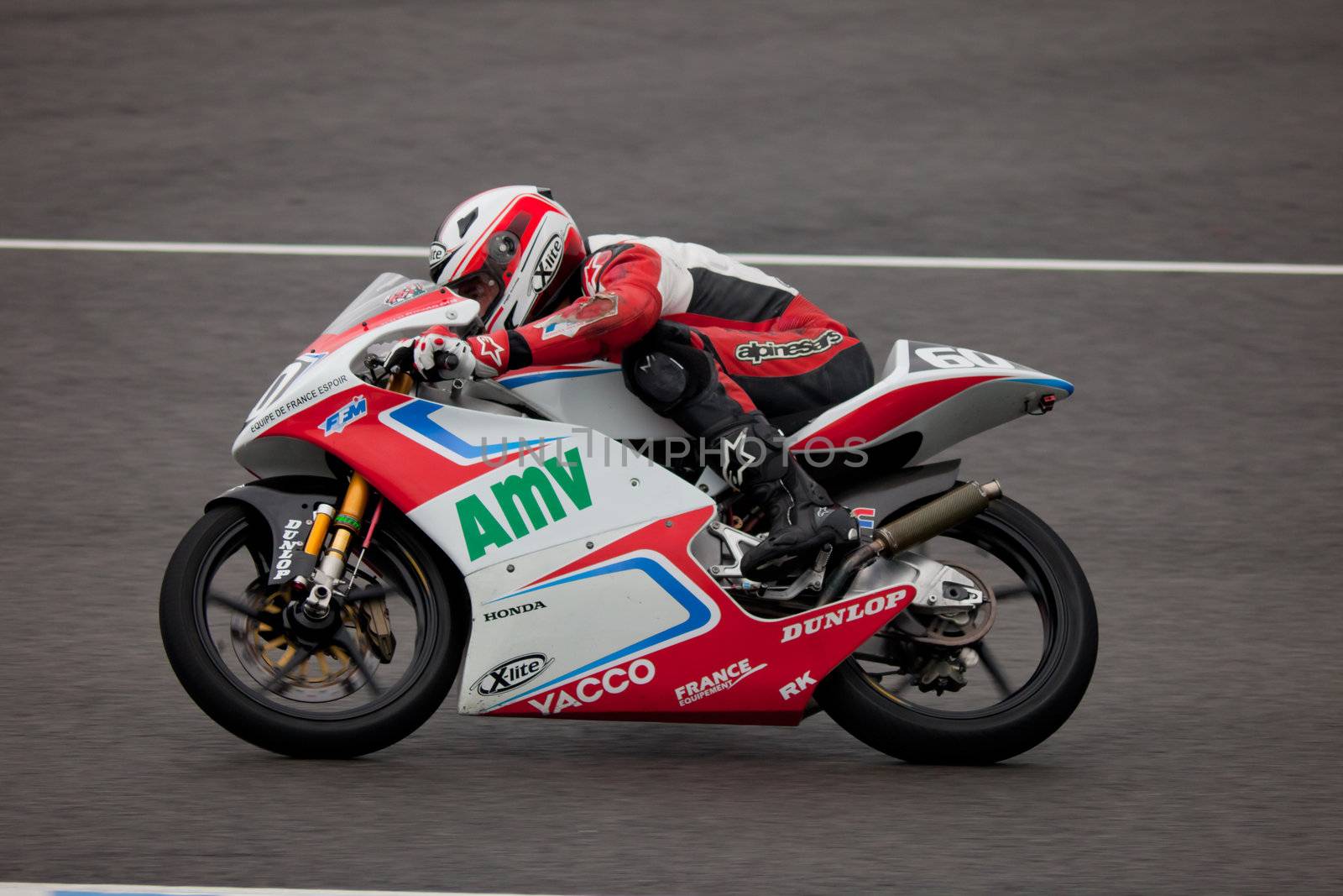 JEREZ DE LA FRONTERA, SPAIN - NOV 20: Kevin Szalai pilot of motorcycling of 125cc in the Spanish championship of velocity (CEV) on Nov 20, 2010, in racetrack of velocity of Jerez de la Frontera