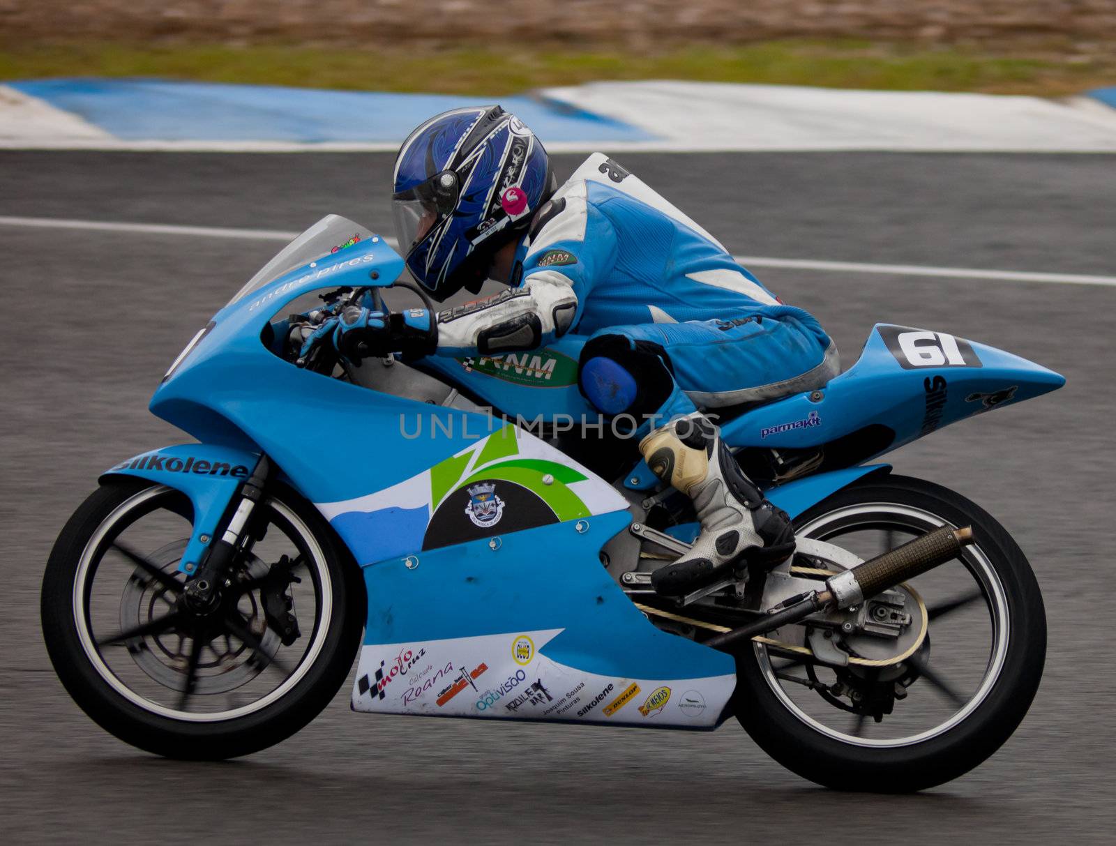 JEREZ DE LA FRONTERA, SPAIN - NOV 20: Andre Pires pilot of motorcycling of 125cc in the Spanish championship of velocity (CEV) on Nov 20, 2010, in racetrack of velocity of Jerez de la Frontera