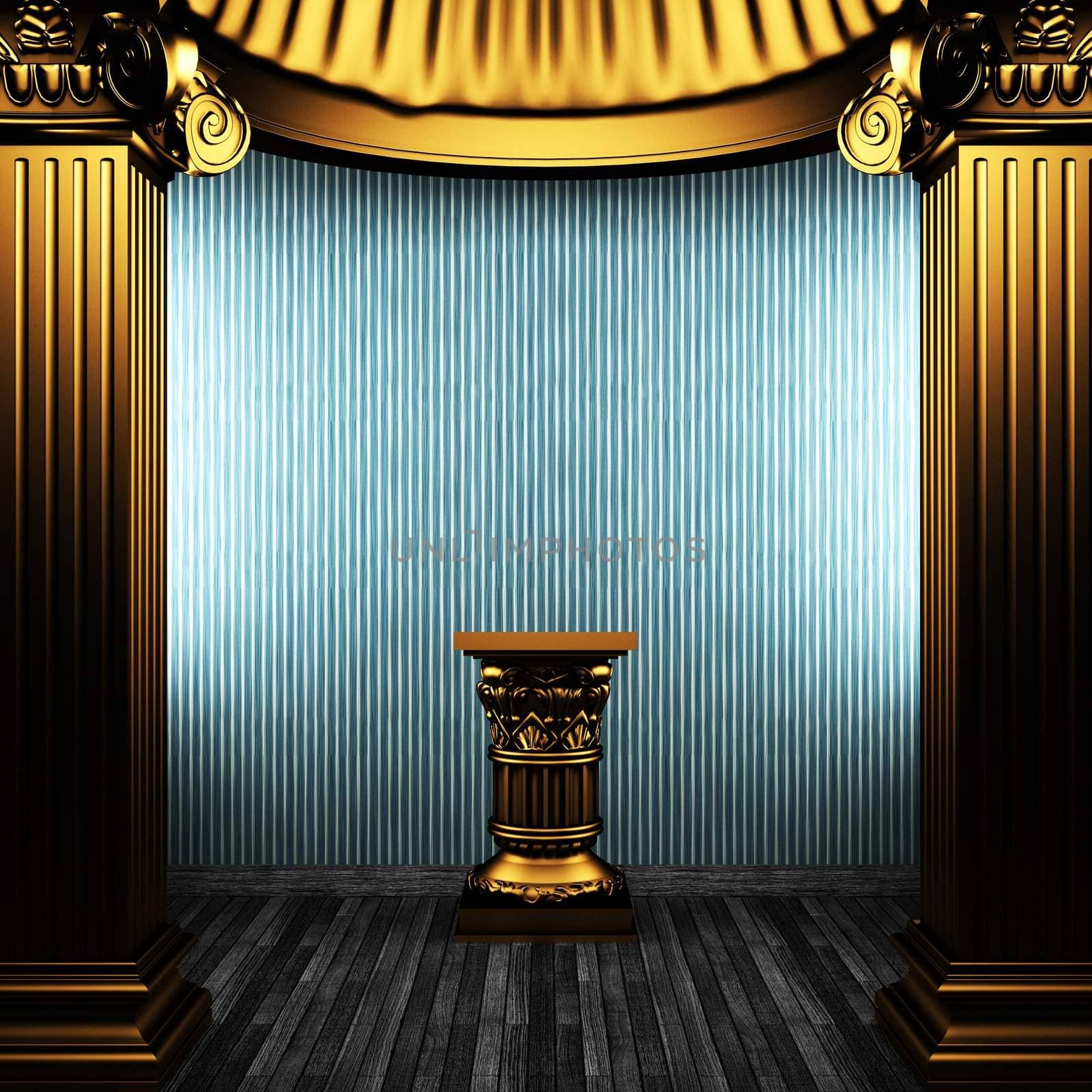 bronze columns, pedestal and wallpaper by icetray