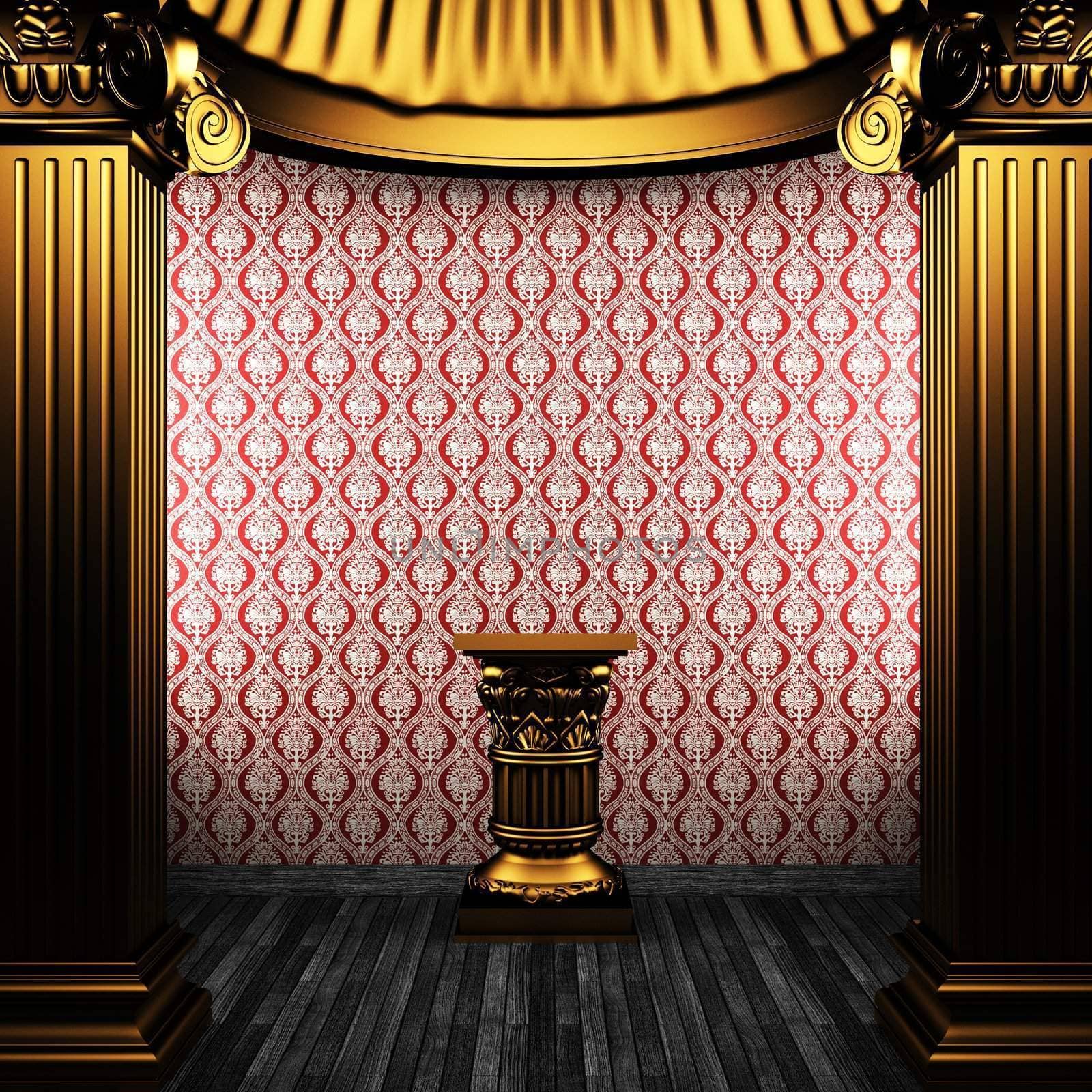 bronze columns, pedestal and wallpaper by icetray