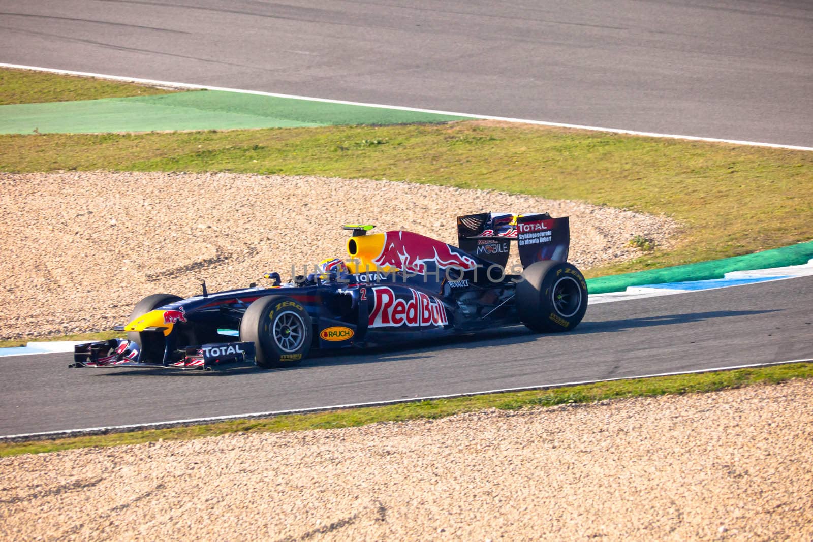 JEREZ DE LA FRONTERA, SPAIN - FEB 10: Mark Webber of Red
Bull Racing F1 ON February 10 , 2011, on training session in Jerez de la Frontera , Spain