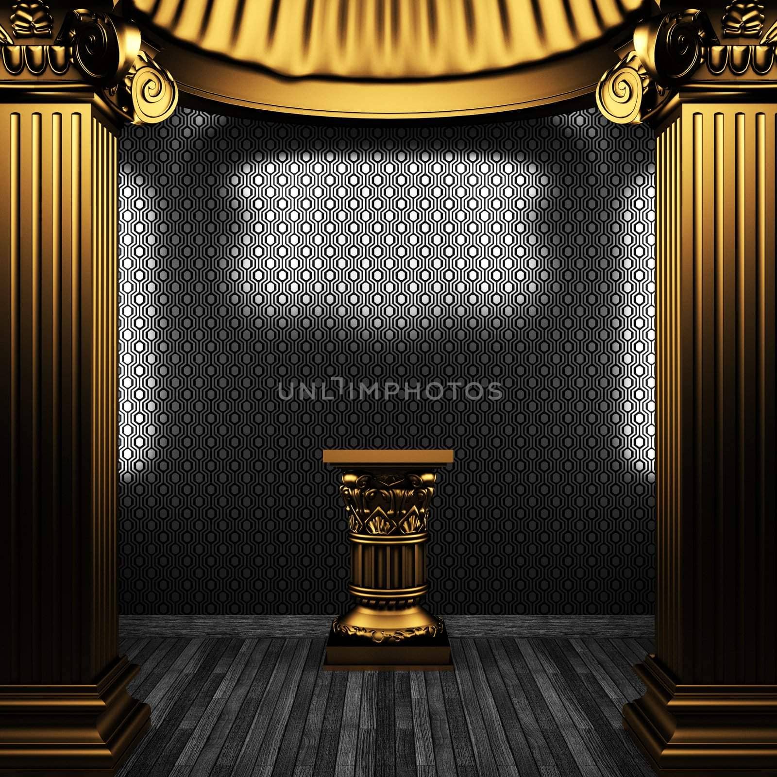 bronze columns, pedestal and wallpaper by icetray