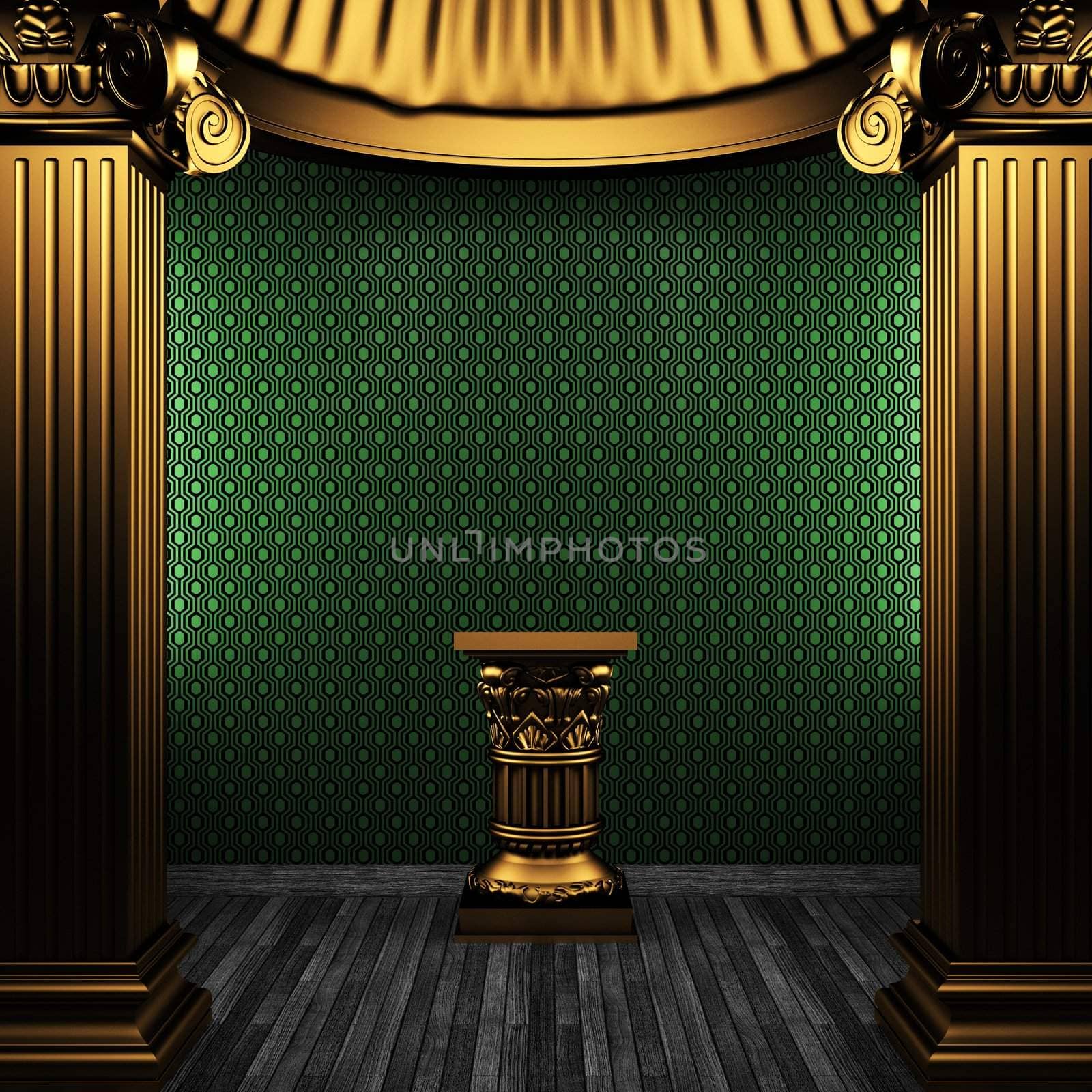 bronze columns, pedestal and wallpaper by icetray