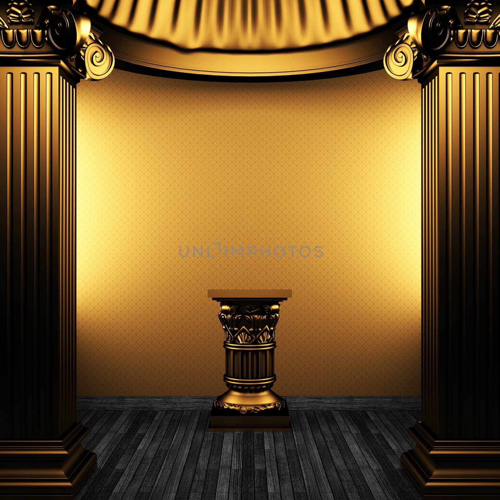 bronze columns, pedestal and wallpaper by icetray