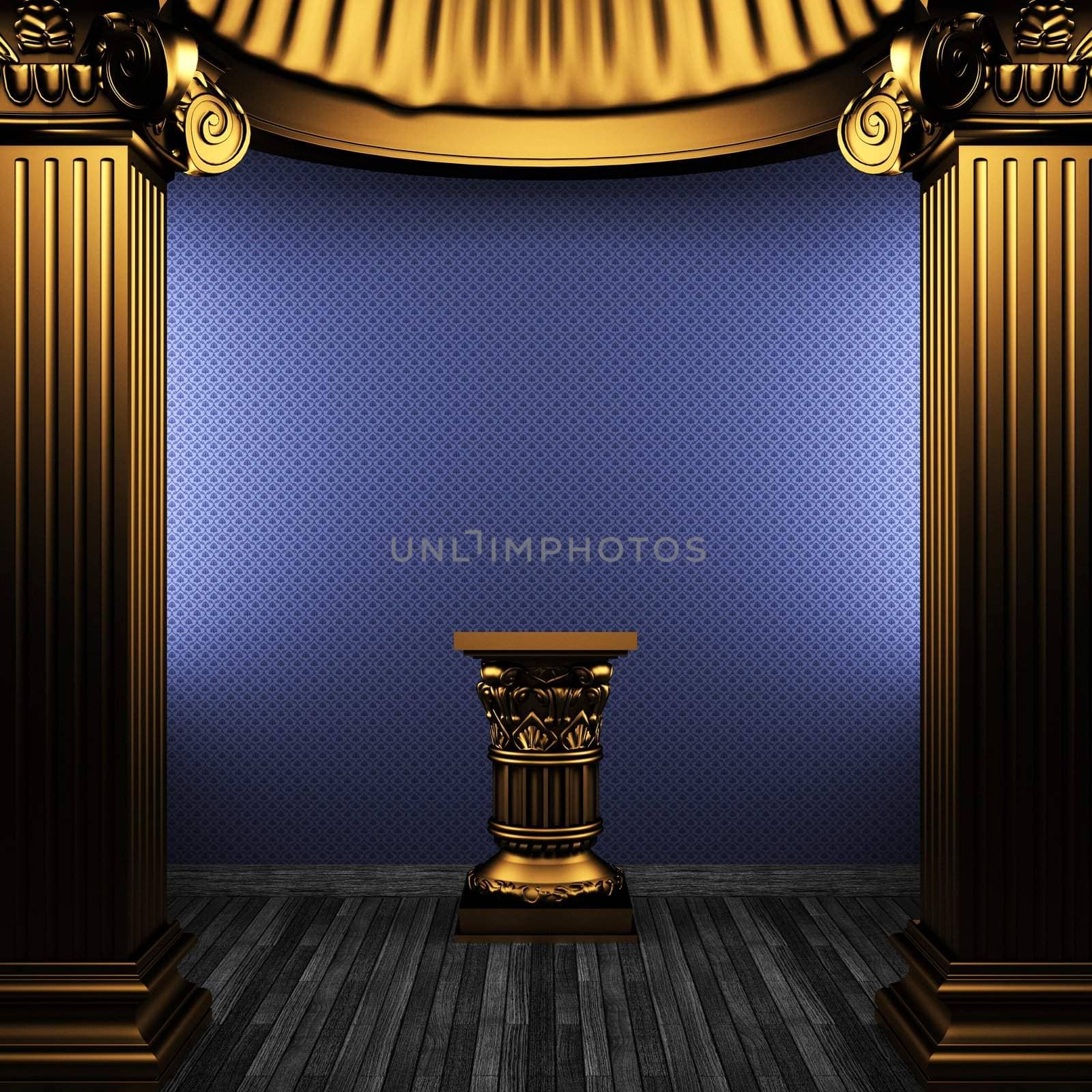 bronze columns, pedestal and wallpaper by icetray